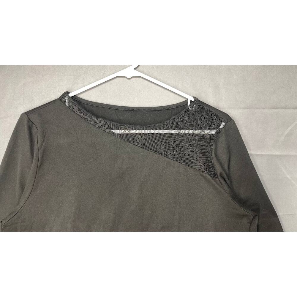 Women‎ Sheer Lace Sexy Long Sleeve Asymmetrical Hem  Mesh Top Gothic Sz S Grunge - Picture 7 of 9